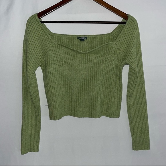 Women's Wild Fable Chartreuse Green Cropped Sweater - Picture 2 of 8